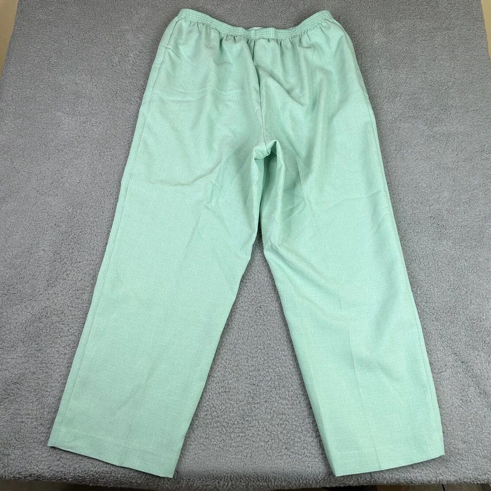 Alfred Dunner Pull On Pants Size 18 Green Comfort Elastic Waist‎ Slacks Pockets